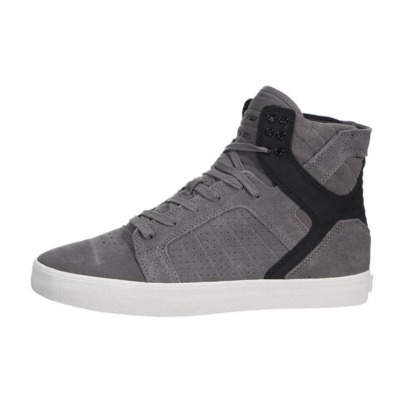 Buty Supra SKYTOP - Sneakersy Wysokie Damskie - Szare Czarne (AVYF-80234)